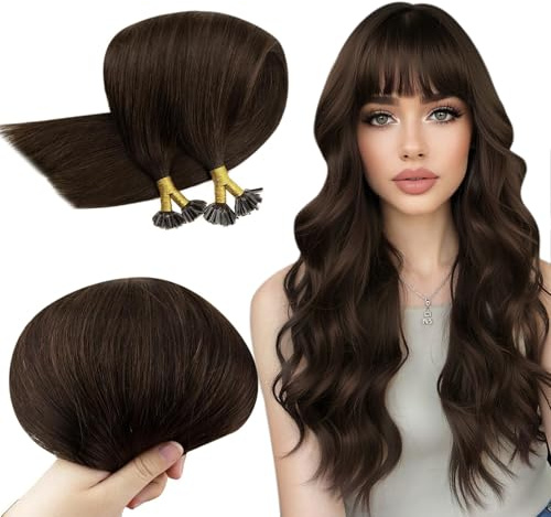 RUNATURE Extensions Echthaar Bondings Braun 30cm 50strähne Unsichtbare Bondings Extensions Echthaar Dunkelbraun Echthaar Extensions Bondings Glatt Menschliches Haar 40g #2