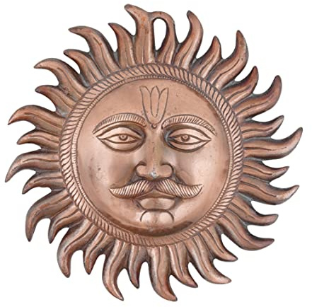 Craft Trade Kupfer Metall Wanddekoration Statue Glück Sunne Idol Vastu-Artikel für Aufhängung Dekor Wohnzimmer und Schlafzimmer- 24 cm