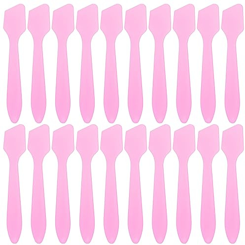 Tbestmax 300 Pcs Cosmetic Spatula Disposable Makeup Spatula Small Plastic Spoon Spatula Pink for Cosmetics Facial Creams, 3.2'' x 0.6''
