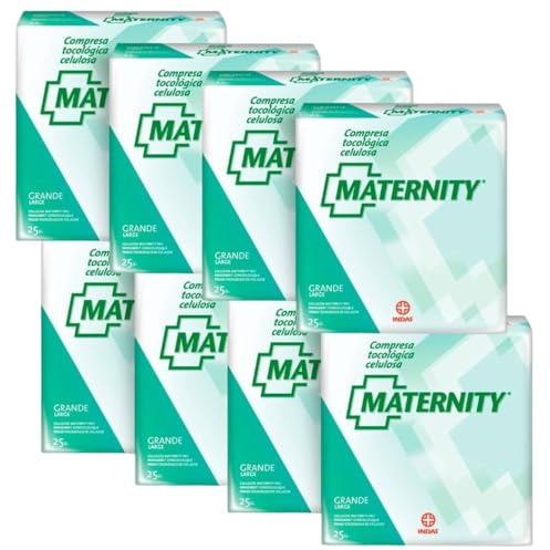Pack Ahorro x8 Indas Compresas Tocológicas Maternity de Celulosa | 8 bolsas de 25 Compresas Cada Una | Total 200 Compresas