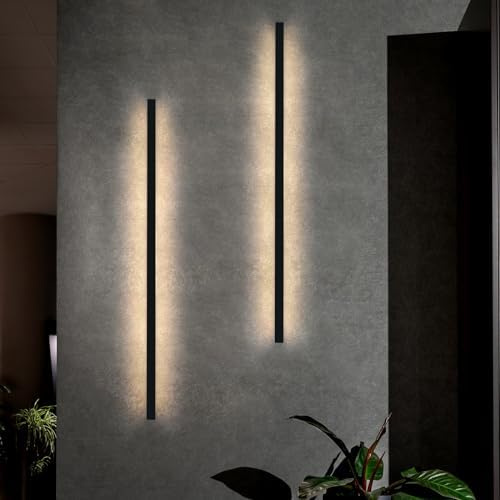 ZMH 2ER Wandlampe LED Wandleuchte innen Schwarz 100CM 34W Up Down Warmweiß | Flurlampe Wohnzimmerlampe Bettlampe Wandbeleuchtung für Treppenhaus Wohnzimmer Kinderzimmer Schlafzimmer Flur