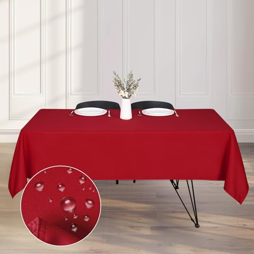 Kapwall Tischdecke Outdoor Abwaschbar 137x160 Rot Gartentischdecke Tischdecken Table Cloth für Outdoor, Garten, Hochzeit,
