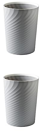 dijiusidy 2 Juegos de Cubo de Basura sin Tapa Papelera roscada con ondulación de Agua Contenedor de Basura Cesta Cocinas de Gran Capacidad Gris, Gris 10L, 2Conjunto