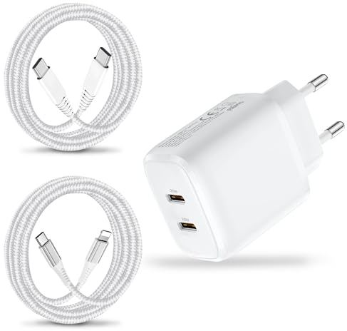 25W Chargeur Rapide pour Apple iPad Pro 12.9 11 10.2 9.7,iPad Air 2 3 4 5,iPad 2020 2021 2022 2024,i-Pad Mini 2 3/4/5/6,iPhone 15 16 14 13 12 Pro Max,MacBook USB C Prise Secteur Adaptateur et Câble