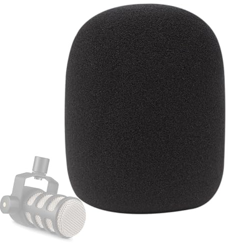 Podmic Mikrofon-Windschutzscheiben-Filter, Mikrofon-Schaumstoffabdeckung, speziell für Rode PodMic Podcast-Mikrofon, um Plosiven zu blockieren, Schwarz