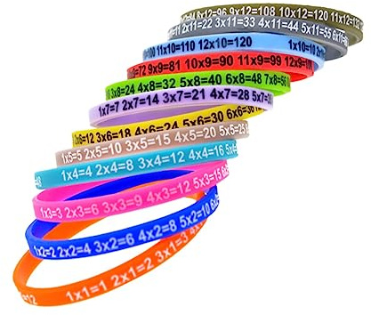 HONMEET 12stücke Armbänder Mit Multiplikationstafeln Bunte Handgelenk-dekoration Für Schüler Fitness Und Schulanfang Lernhilfe