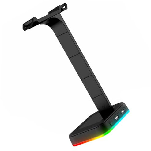 Artibetter Gaming Headset Display Stand Black Rgb Lighting for Desktop Use USB Docking and Charging Station for Headphones and Earphones for Gaming Setup