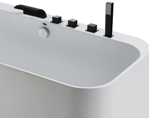 Schwarz Wasserfall Badewannenarmatur, Wannenrandarmatur mit Handbrause, Badewanne Wasserhahn mit Schläuche, Badarmatur für Badewanne, Dusche Set für Haus und Hotel