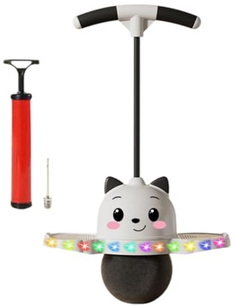 Ronyme Pogo-Ball mit Griff, Pogo-Stick für Kinder, für Jungen und Mädchen, mit Pumpe, Pogo-Jump für Spiele, Spielplatz, Körpertrainingsassistent, Spielzeug, Weiß