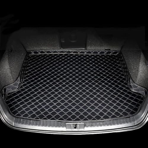 Auto Kofferraummatten für Ford Fiesta 2008-2017, Leder rutschfest Kofferraumwanne Wasserdicht Kofferraum Schutzmatte Kratzfest Zubehör,Black+beige Plus