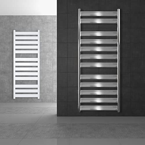 ECD Germany Design Badheizkörper Tharr Elektrisch 500 x 950 mm Chrom mit Heizstab 600W Designheizkörper Paneelheizkörper Flachheizkörper Heizkörper Handtuchwärmer Handtuchtrockner Wandheizung Heizung