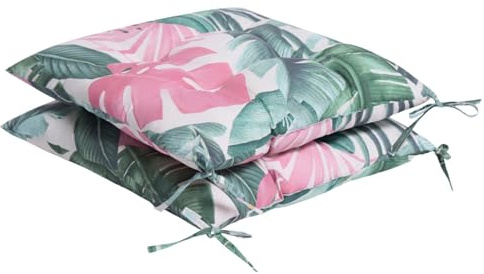 OHS 2 Pack Seat Pads For Dining Chairs Tropical Print Garden Chair Cushion, Soft Comfy Outdoor Chair Cushions with Ties For Living Room Kitchen Office, Green-40x40cm