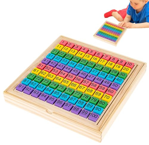 Genérico Math Cent Junte, 1 à 100 numéros d'apprentissage pour jeunes enfants – Jouets de comptage Cent Multicolore, Tableau numérique éducatif pour enfants de 3 ans +
