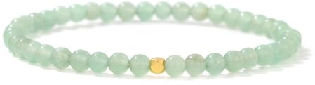 JENCVNL 4mm Naturstein Perlen Stretch Armband Damen Echtes Naturstein Armband mit 18K Gold Perlen Edelsteine Stretch Armbänder Perlenarmband
