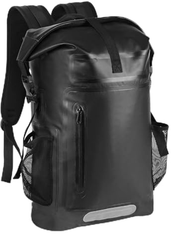 Axrye Dry Bag, Wasserdichter Beutel Rucksack 25L, Wasserdichte Taschen Seesack Packsack mit Rolltop Rollverschluss, Reißverschluss Tasche für Boot, Angeln, Kajak, Rafting, Schwimmen, Camping, Strand