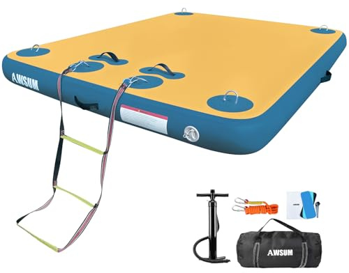 AWSUM Inflatable Floating Dock, 6ft Non-Slip Inflatable Swim Platform Floating Island Water Mat for Lake Pool Beach Ocean
