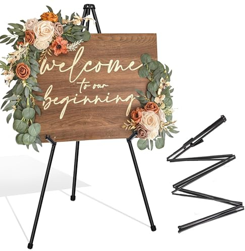VAIIGO Thickened Easel Stand for Display, Thickened Metal Painting Easel Stand, Adjustable Portable Folding Tripod, Floor Stands Tripod for Wedding Welcome Sign, Canvas, Posters