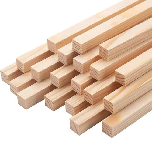 20 Stück HolzstäBchen zum Basteln, 30x1.2x1.2cm Holzstäbe Quadratisch Holzklötzchen zum Basteln Bastelholz Eckig Unbehandelter Holzleisten für DIY Handwerk Modellbau