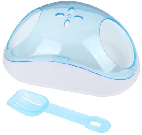 SEWACC Set Bagno di Sabbia per Criceti e Cincillà con Paletta Vasca in Plastica Resistente e Portatile per Piccoli Animali Domestici Design Semi-Chiuso per Uso Domestico Colore Casuale