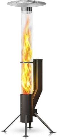 Gardenflare XXL Heizstrahler Terrasse – über 2m großes Pellet Feuerrohr & Heizpilz für Gastronomie & Events, ideal für Terrasse, Garten, Premium Außenbereiche, Hotels