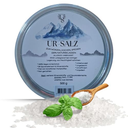 Naturbelassenes Premium Ur-Salz 500g ohne Zusätze – grobe Salz Mischung– unjodiert, unbehandelt, ungebleicht und unraffiniert – edles Speisesalz zum Kochen, Würzen und Verfeinern