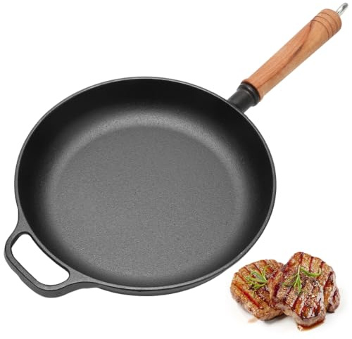 Umllpet Pre-Seasoned Cast Iron Pan, Non-Stick Heavy Duty Frying Skillet Pan Set, Oven Safe Grill Pans, Cookware for Indoor Outdoor Use Grill, Stove Top Pans (23cm)