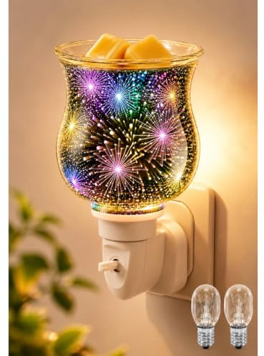 JOYOLO Plug In Wax Melt Burners Electric Oil Burner Wall, Wax Warmer With Spare Bulb for Bathroom Home Office, Night Light Scentsy Gift & Decor (Big Fireworks)