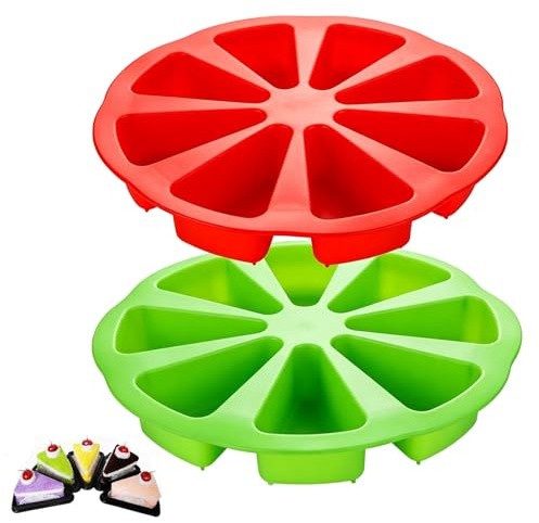 Yaxtrivo Silicone Baking Moulds, 8 Cavities Silicone Cake Pan | Non Stick Pizza Slice Cake Silicone Mould,Triangle Cake Mold Heat Resistant Baking Tool for Brownies Muffins Scone Pizza Soap