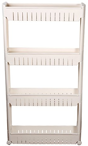 Flyelf Hogar y Baño Estante Étagère de Rangement pour Salle de Bain de Cuisine, Avec Roues, 3 & 4 Niveaux (4 Niveaux)