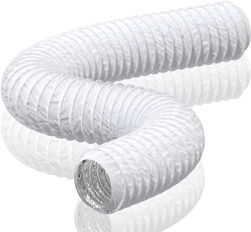HG Power 150mm Air Ducting Length 5m PVC Aluminium Flexible Ventilation Duct PVC Pipe Tumble Dryer Vent Hose for Hydroponics Extractor Fan, Cooker Hood, Bathroom, Toilet, White