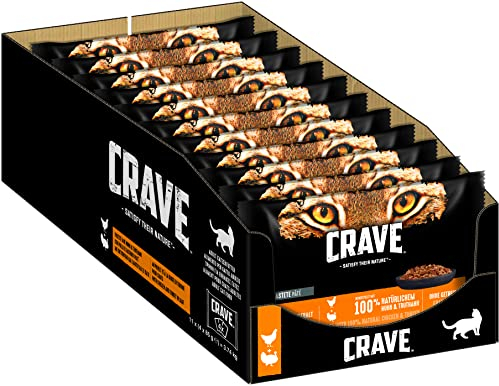 CRAVE Katzenfutter - getreidefreies, proteinreiches Nassfutter Pastete mit Huhn & Truthahn, 11 x 4 x 85g, 3740g