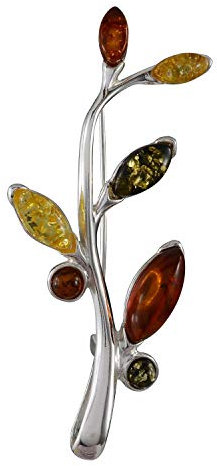 HolidayGiftShops Sterling Silber und Bunte Baltischen Bernstein Brosche Gänseblümchen