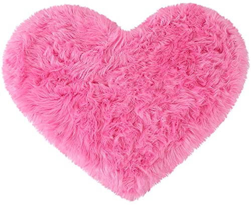 Sourcing Map Teppich Wohnzimmer Schlafzimmer Herzform Hochflor Langflor Teppiche Faux Schaffell Teppich Kunstfell Dekofell Fellimitat 70x90cm Rosenrot