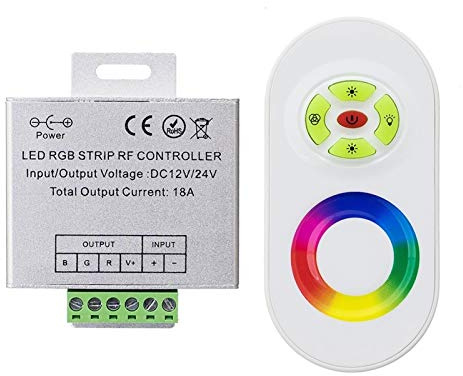 WELSUN 18A RF Wireless Touch-RGB Controller Touch Panel LED Dimmer per striscia LED DC12-24V (colore : White Shell)