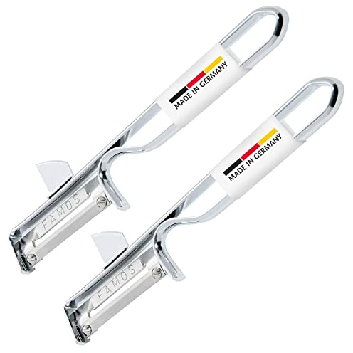 Westmark 2 Universal-Sparschäler/Pendelschäler mit geschärftem Ausstecher, Edelstahlklinge, Famos, Metall/Verchromt, 106122E4