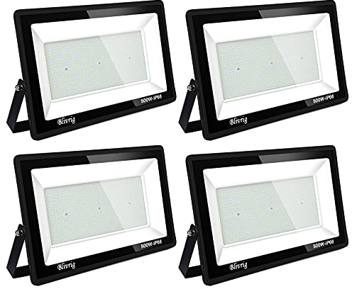Blivrig foco led exterior,500W LED Foco Exterior, 50000LM Alto Brillo Proyector Led IP66 Impermeable Blanco Cálido 3000K Foco Exterior para Patio, Camino, Jardín, Almacén (4pcs-blanco Frio, 500W)