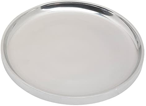 NKlaus Untersetzer Kerzenteller Aluminium Silber poliert, 14 cm, 1 Stück | Rund und glänzend; Innenfläche Ø 12 cm, ca. 0,5 cm hoch, für Stumpenkerzen