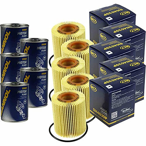 QR-Parts Set 85480084 SH 4039 P 9900 5x Original SCT Ölfilter + Motor Flush Motorspülung