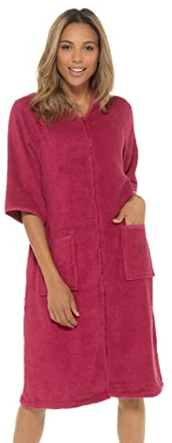 Ladies Undercover Zip Towelling Robe LN728 Wine 20-22