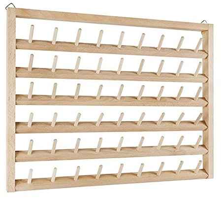 Colcolo Pine Wall Mounted 54 Thread Holder Stand Shelf Organizer Embroidery Sewing Jewelry Storage Holder Quilting Knitting Hair-braiding Accessories Decor