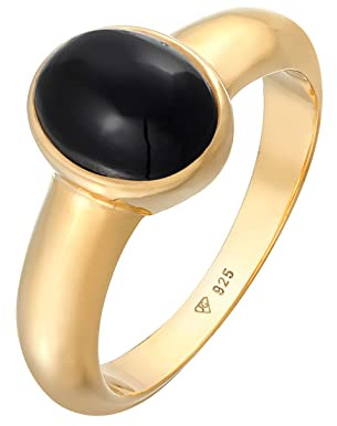 Kuzzoi Siegelring Herrenring mit Onyx Stein Schwarz 925 Silber vergoldet | Silberring mit Edelstein poliert goldener Ring für Männer in der Ringgröße 60 - 66