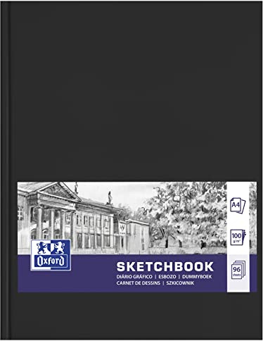 Oxford Carnet de croquis 1 pièce A4 96 feuilles 100 g Couverture rigide Noir