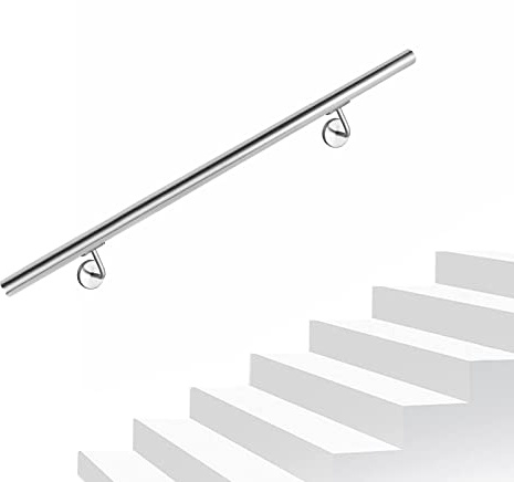 LZQ 180cm Handlauf Edelstahl Geländer Treppengeländer für Treppen Brüstung Balkon Innen & Außen mit Wandhaltern Halter