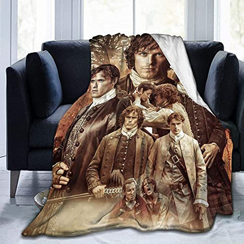 Outlander Jamie Fraser Collagedecke, weiches Flanell, warm, flauschige Decke für Couch, Büro, Picknick, Reisen, beste Freundin, Gedenkfeier, Geburt, 150 cm x 125 cm