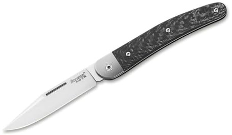 Böker LionSteel Jack One CF Taschenmesser von Böker, M390 Clippoint Klinge, Slipjoint Messer mit Carbon Griff und Titan Backen, EDC Klappmesser, 01LS185