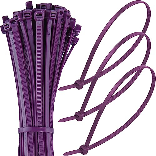 300mm Purple Cable Ties – Pack of 100, 12 Zip Ties/Tie Wraps, Nylon, 22kg Tensile Strength, Self-Locking – Just Cable Ties