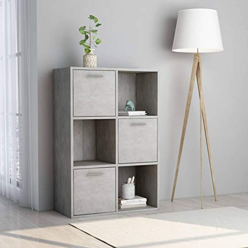 BULANED Lagerschrank, Flurschrank, Putzschrank, Besenschrank, Aktenschrank, Schrank Schmal, Aufbewahrungsschrank, Vorratsschrank, Betongrau 60x29,5x90 cm Holzwerkstoff