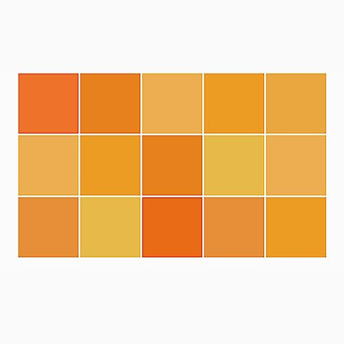Ulticool Lot de 15 adhesivos decorativos para azulejos - Amarillo naranja ocre amarillo - Accesorios - 15 x 15 cm - Película adhesiva - Decoración mural para baño - Pared de cocina - Lavable