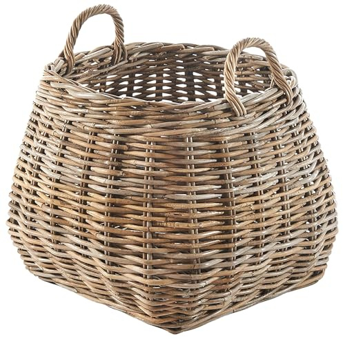Kobolo Dekokorb Aufbewahrungskorb Korb mit Henkeln aus Rattan Kubu Grey