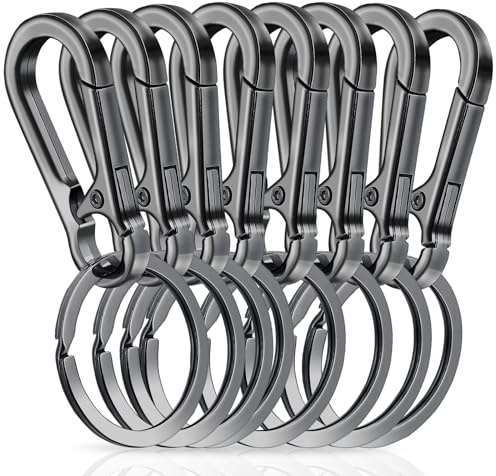 Porte Clés en Métal Robuste, Mousqueton Porte Clé Porte Clés en Alliage De Zinc avec Porte Clés Mousquetons À Porte Clés Organisateur De Clé De Voiture Crochet Clip pour Clés pour Hommes (8 Pièces)